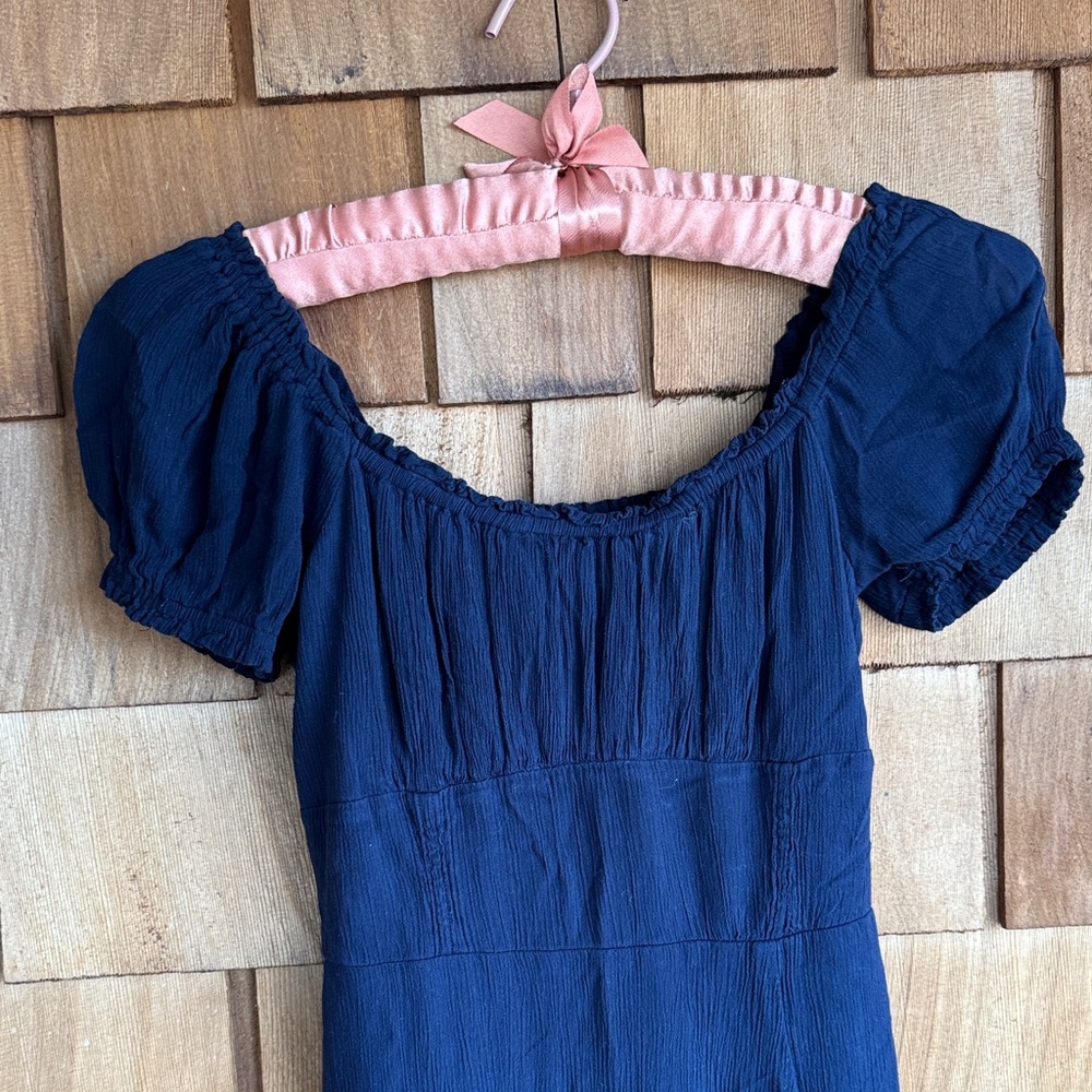 Hollister Navy Puff-Sleeve Maxi Dress - Picture 3 of 6